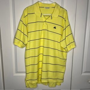 Brooks Brothers Golden Fleece Polo Size XL Made In USA Pale Yellow Striped Navy